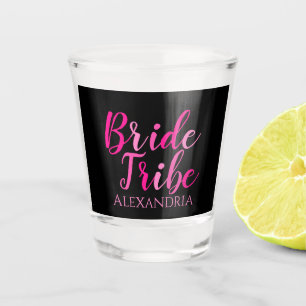 Bachelorette Party Hot Pink Black Shot Glass