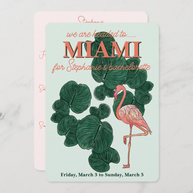bachelorette party in Miami Invitation (Front/Back)