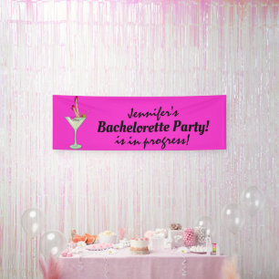 Bachelorette Party in Progress, Martini Glass Legs Banner