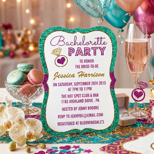 Bachelorette Party Invitations - Glitter Effect