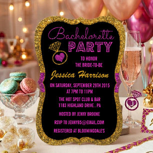 Bachelorette Party Invitations - Glitter Effect
