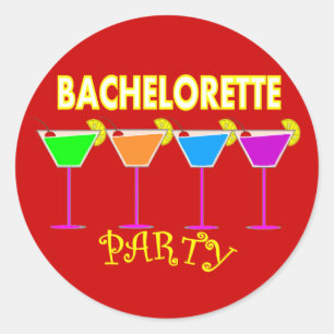 Bachelorette Party Invitations-Multi Colour Drinks Classic Round Sticker