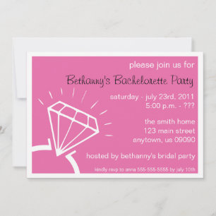 Bachelorette Party Invite (Diamond Ring Dark Pink)