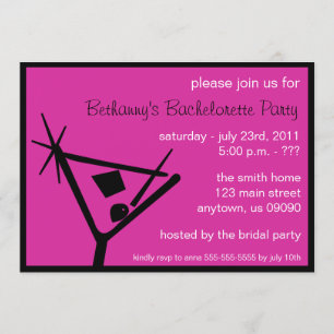 Bachelorette Party Invite Martini Glass Raspberry