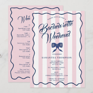 Bachelorette Party Itinerary Bach Weekend Bow Pink Invitation