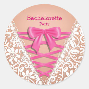 Bachelorette Party Lace Lingerie Corset Classic Round Sticker