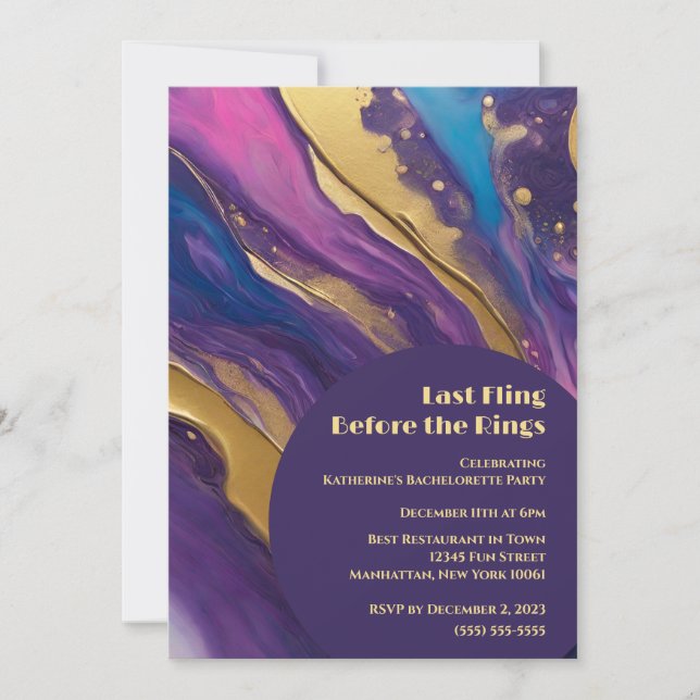 Bachelorette Party-Last Fling Before the Rings- Invitation (Front)