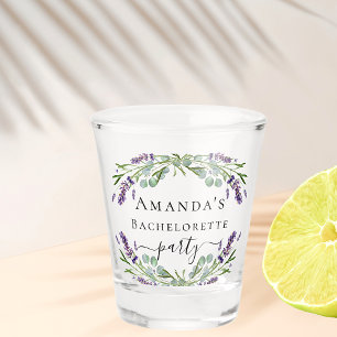 Bachelorette party lavender eucalyptus greenery shot glass