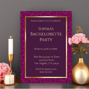 Bachelorette Party-Leopard Print -Magenta- Invitation