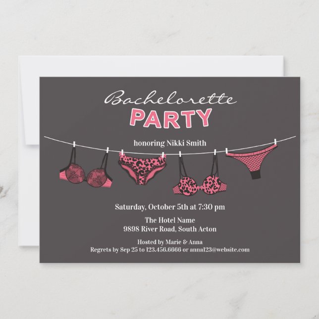 Bachelorette Party Lingerie Flat Invitation (Front)