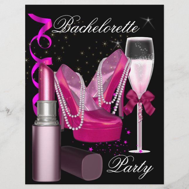 Bachelorette Party Lipstick Pink Shoes Champagne 1 (Front)