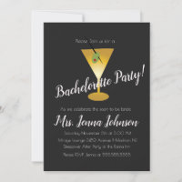 Bachelorette Party Martini Glass Faux Gold