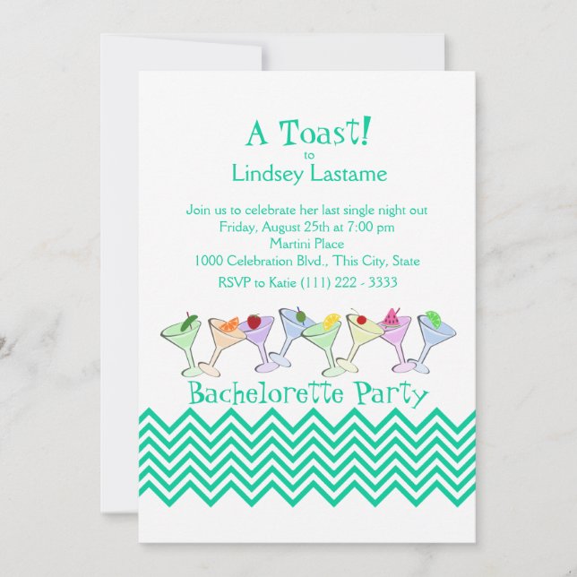 Bachelorette Party, Martini Parade Invitation (Front)