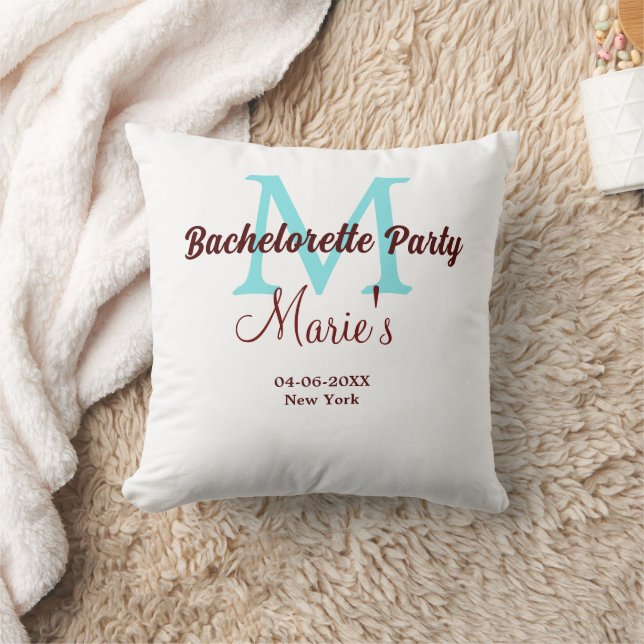 bachelorette party monogram add name date place si cushion (Blanket)