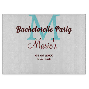 bachelorette party monogram add name date place si cutting board