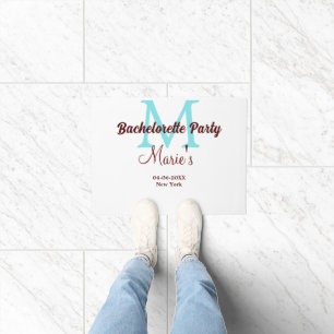 bachelorette party monogram add name date place si doormat