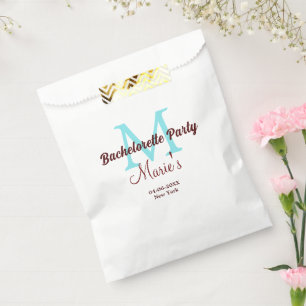 bachelorette party monogram add name date place si favour bags