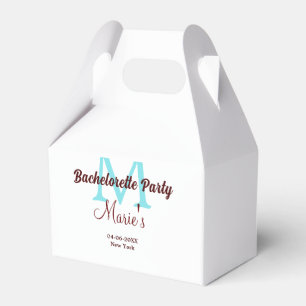 bachelorette party monogram add name date place si favour box