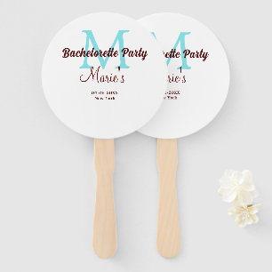 bachelorette party monogram add name date place si hand fan