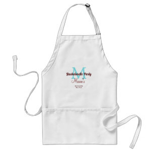 bachelorette party monogram add name date place si standard apron