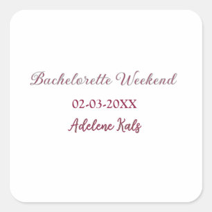 bachelorette party name maron date bridal shower s square sticker