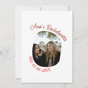 bachelorette party photo name date simple circular invitation