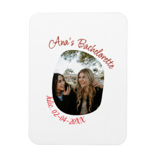 bachelorette party photo name date simple circular magnet