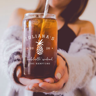 Bachelorette Party Pineapple Personalised Can Glass