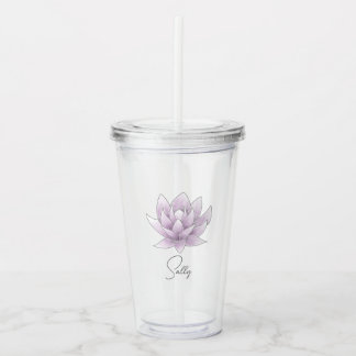 Bachelorette Party Pink Lotus Personalised Name Acrylic Tumbler