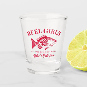 Bachelorette Party Reel Girls Fisherman Cherry Red Shot Glass