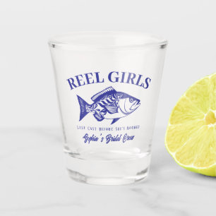 Bachelorette Party Reel Girls Fisherman style Blue Shot Glass