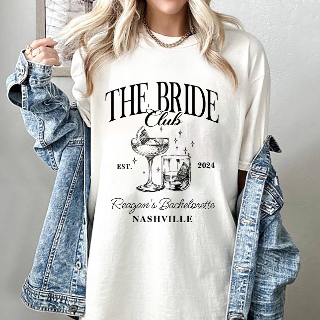 Bachelorette Party Retro Cocktail Black Bride T-Shirt (Creator Uploaded)