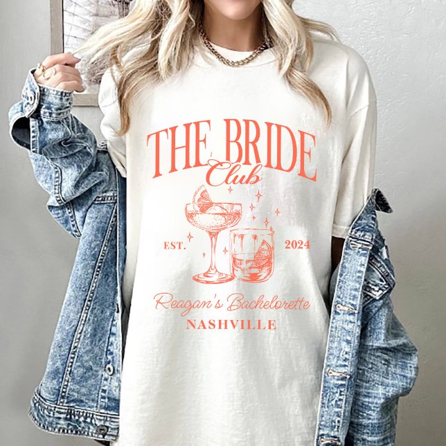 Bachelorette Party Retro Cocktail Orange Bride T-Shirt (Creator Uploaded)