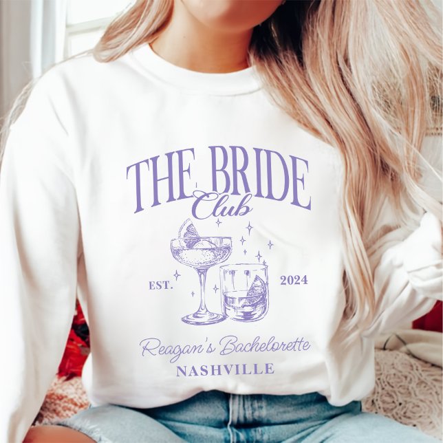 Bachelorette Party Retro Cocktail Purple Bride Sweatshirt (Creator Uploaded)