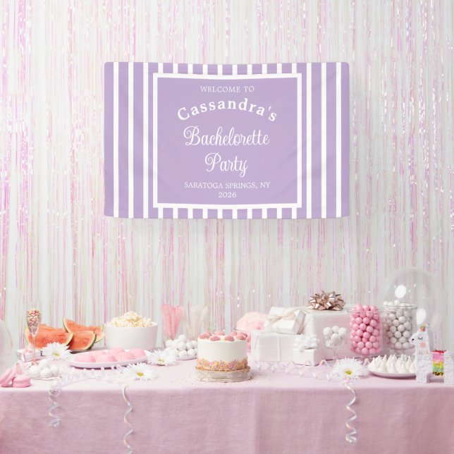 Bachelorette Party Retro Modern LightPurple Classy Banner (Party)