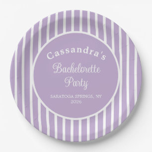 Bachelorette Party Retro Modern LightPurple Classy Paper Plate