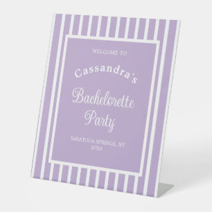 Bachelorette Party Retro Modern LightPurple Classy Pedestal Sign