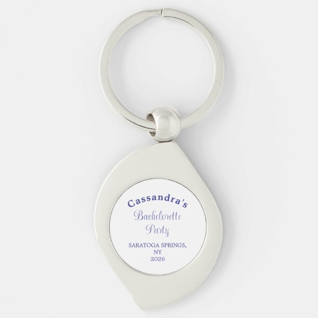 Bachelorette Party Retro Modern Royal Blue Classy Key Ring (Front)