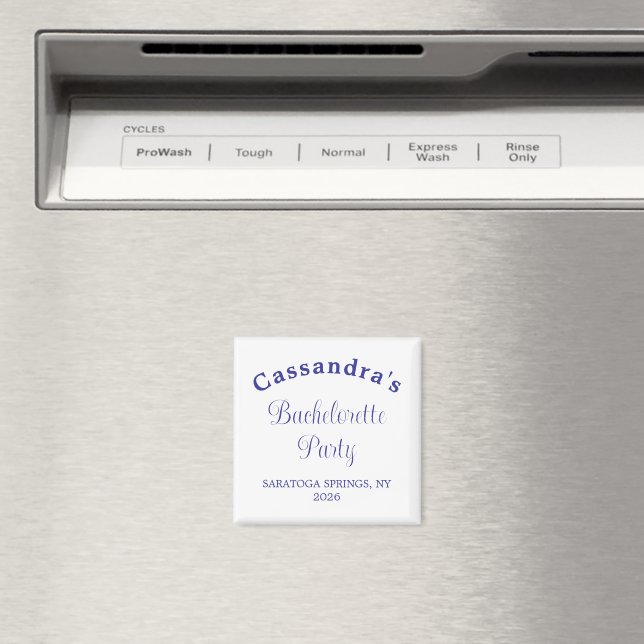 Bachelorette Party Retro Modern Royal Blue Classy Magnet (In Situ (Dishwasher))