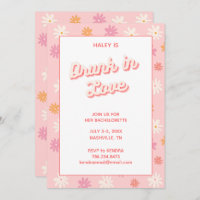 Bachelorette Party Retro Pink Daisy Drunk in Love