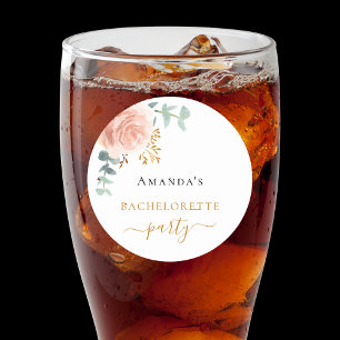 Bachelorette party rose gold floral eucalyptus  classic round sticker