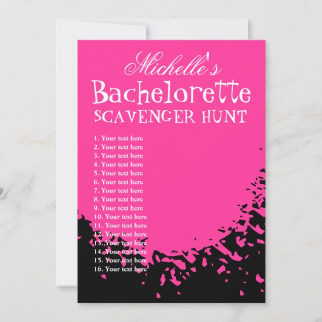 Bachelorette party scavenger hunt template list (Front)