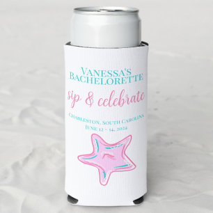 Bachelorette Party Sip and Celebrate Custom Beach Seltzer Can Cooler