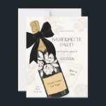 Bachelorette party Sparkling Wine Bottle Black Bow Postcard<br><div class="desc">Bachelorette party Sparkling Wine Bottle Black Bow Modern Invitation</div>