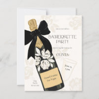Bachelorette party Sparkling Wine Bottle Black Bow