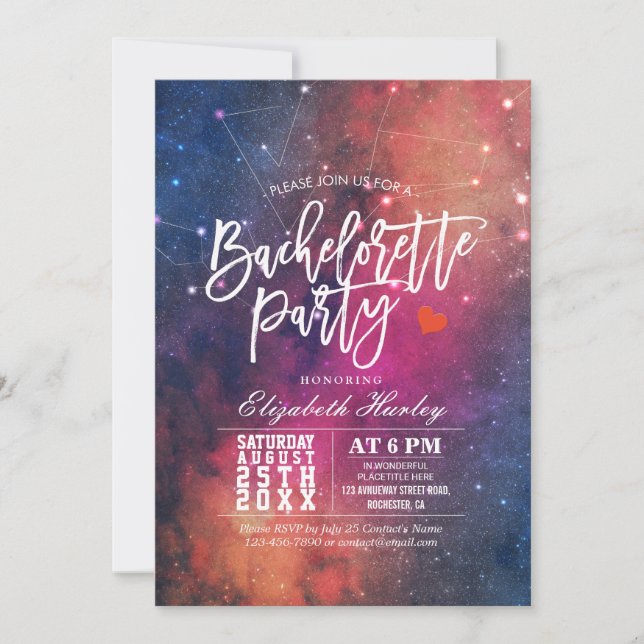 Bachelorette Party Stars Sky Galaxy Constellations Invitation (Front)