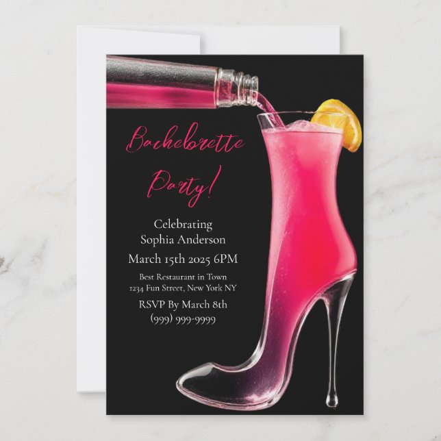 Bachelorette Party-Stiletto and Cocktails Invitation (Front)