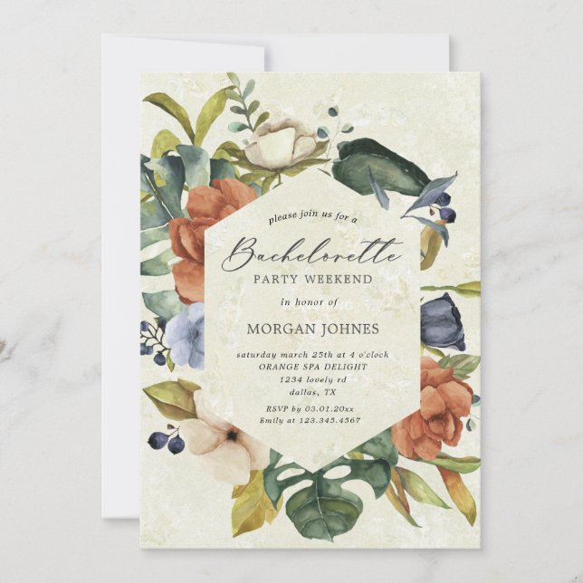 bachelorette party tropical floral Invitation (Front)