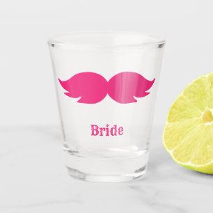 Bachelorette party / wedding pink bushy moustache shot glass