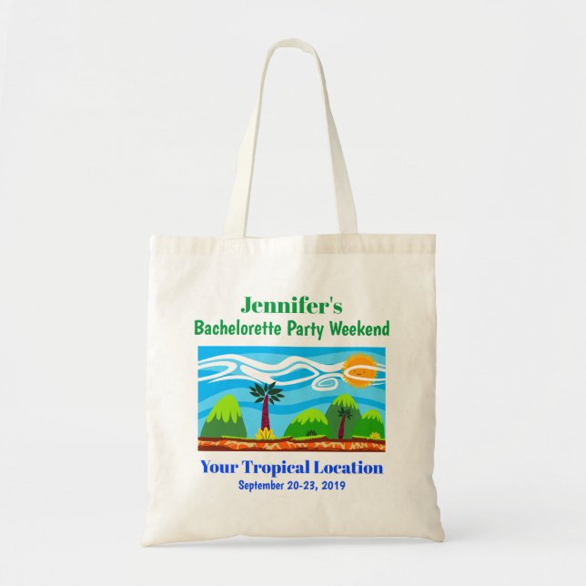 Bachelorette Party Wedding Tropical Beach Trip Tote Bag (Front)